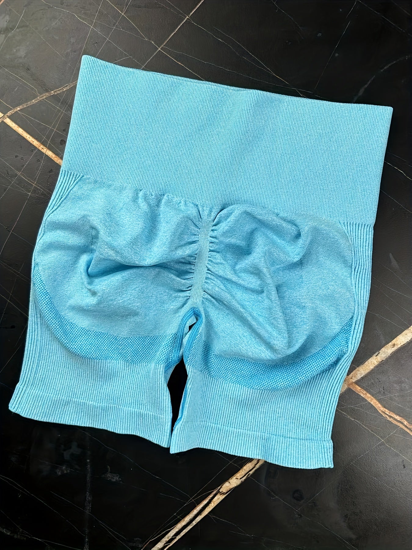 2pcs High Waist Seamless Yoga Shorts Ribbed Sports Activewear