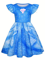 Girls Peach Pink Princess Costume Anime Cartoon Cosplay Dress