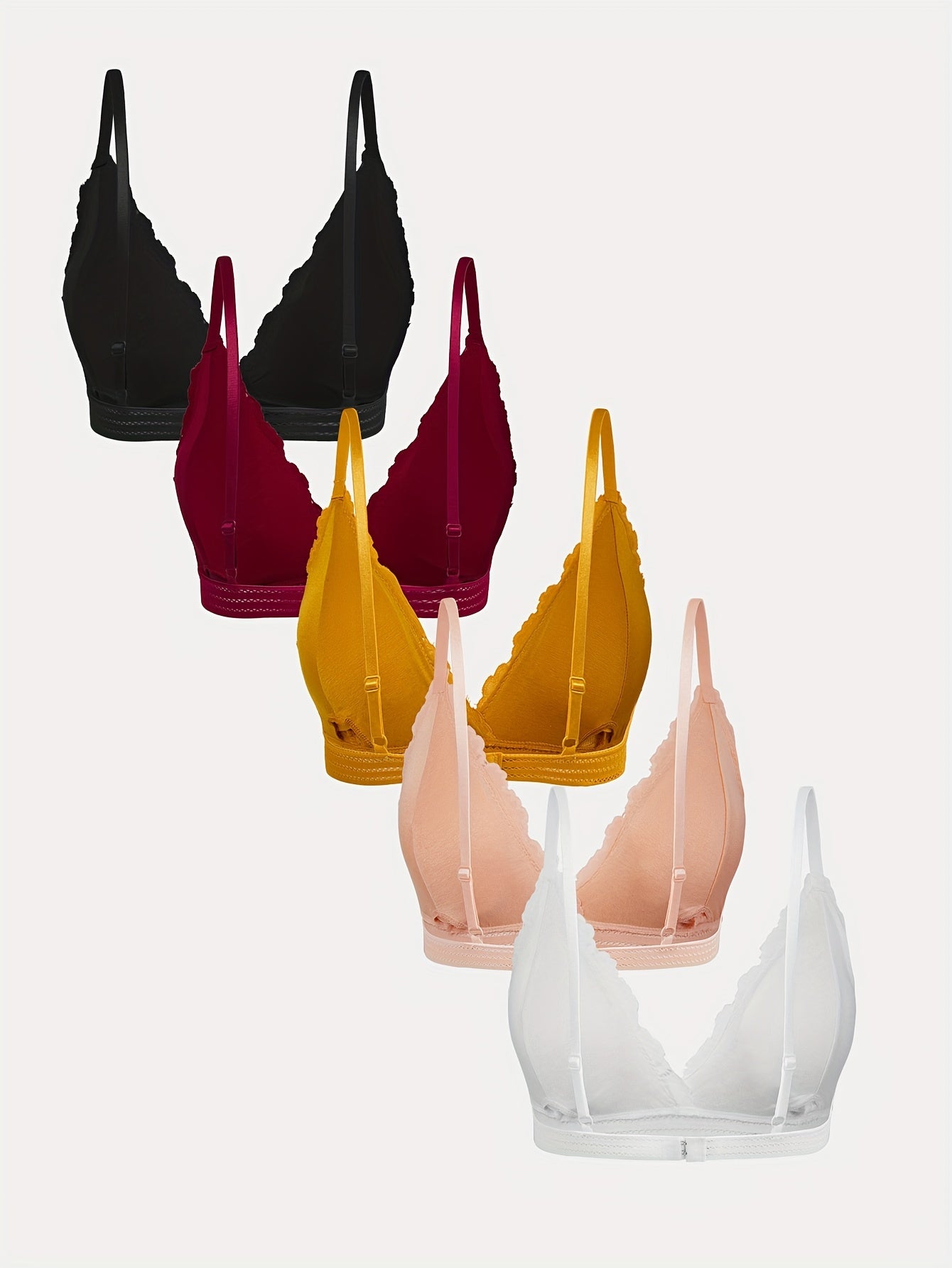 5pcs Lace Wireless Bras Breathable Intimates Women's Lingerie