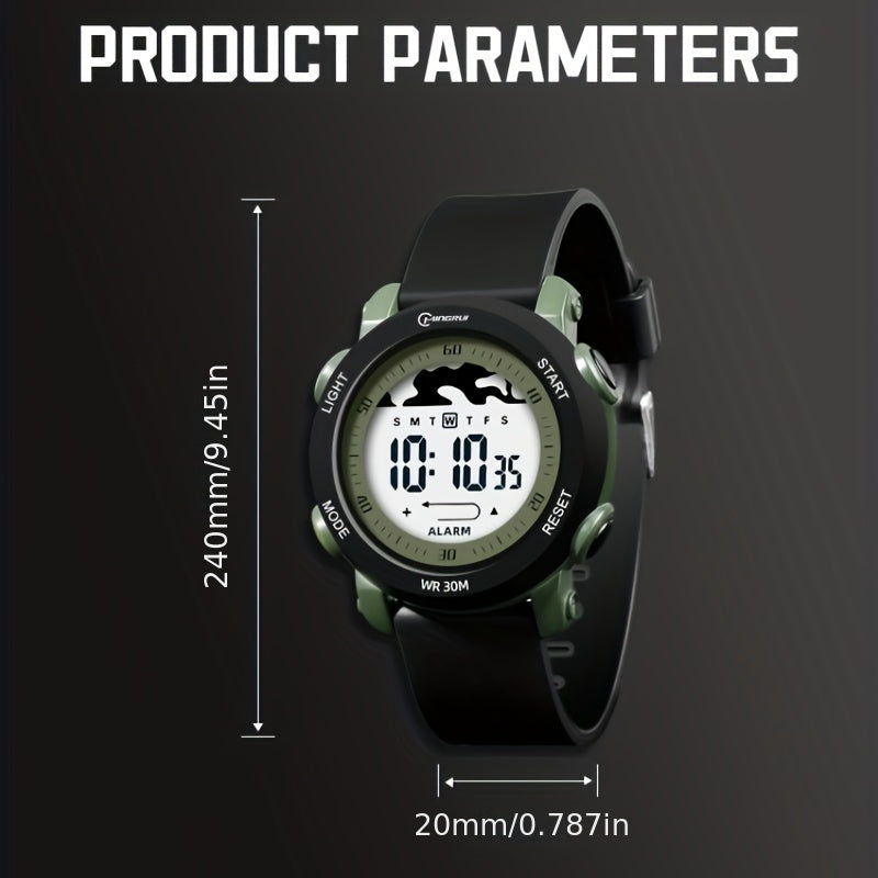 30m Waterproof Metal Quartz Green Kids Watch Boys Wrist Watch