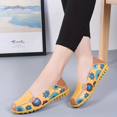 Women's Floral Loafers Slip On Flat Shoes Soft Sole Casual Walking Shoes