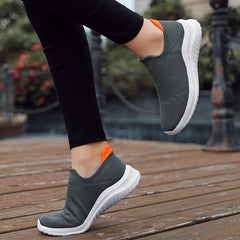 Women's Lightweight Knit Slip On Sneakers - Solid Walking Shoes