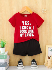 2pcs Baby Casual Daddy Look T shirt & Shorts Set