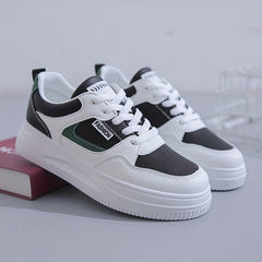 Thick Sole Heighten Flat Chunky Sneakers Faux Leather