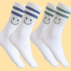 6 Pairs Smile Print Socks Cute Mid Tube Women's Stockings