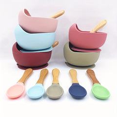 Silicone Baby Feeding Set with Suction Bowls and Spoons
