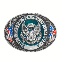USA Flag Eagle Alphabet Belt Buckle for Jeans