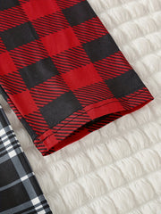 3pcs Boys Casual Plaid Straight Loose Long Pants for Spring & Autumn