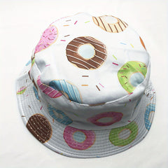 Donut Print Bucket Hat Reversible Lightweight Fisherman Cap