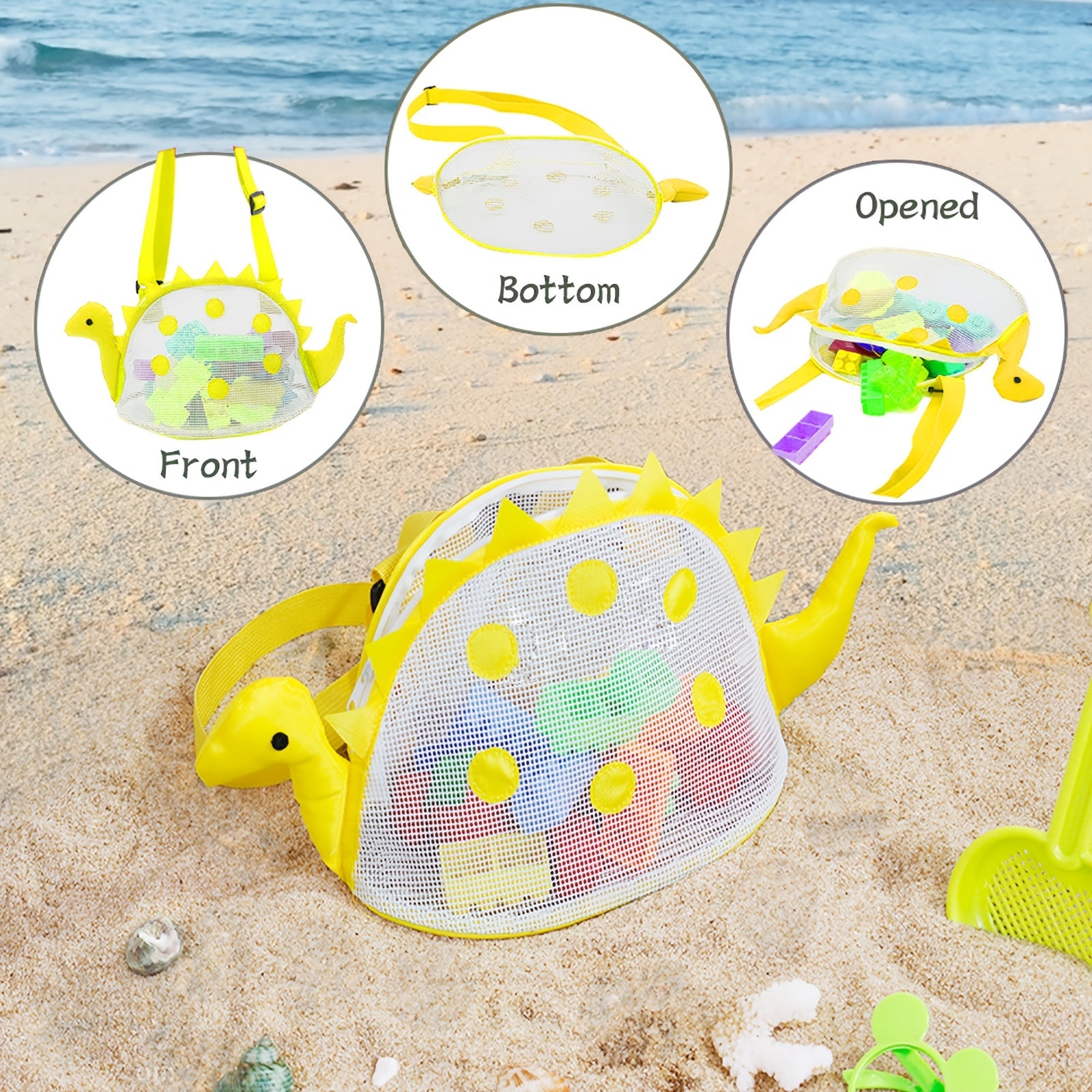 Kids Turtle Beach Toy Bag with Zipper, Seashell Collection Handbag