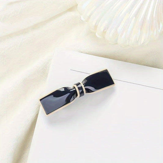 Glossy Bow Barrette Contrast Trim Hair Clip for Women and Girls