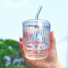 Portable Plastic Water Cup with Straw and Lid