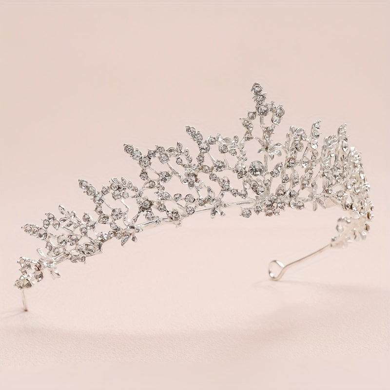 Baroque Style Crystal Tiara Wedding Headband for Bride