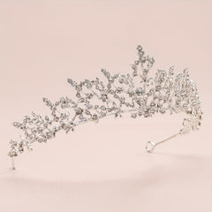 Baroque Style Crystal Tiara Wedding Headband for Bride