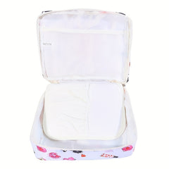 Note & Crown Pattern Square Makeup Bag Toiletry Organizer