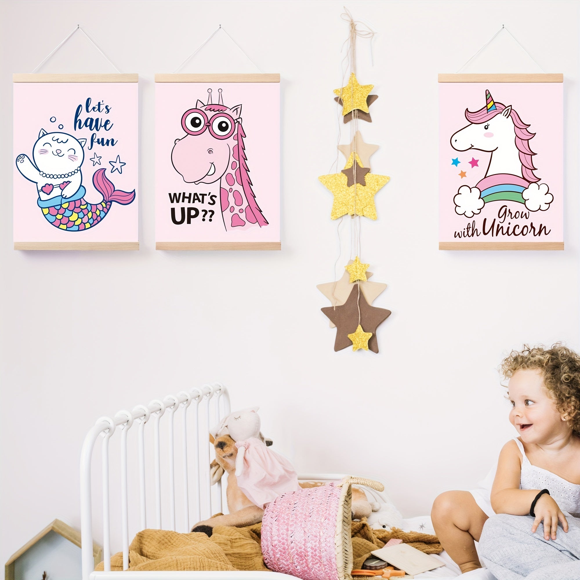 4pcs Animal Themed Wall Hangings for Room Decor, No Frame