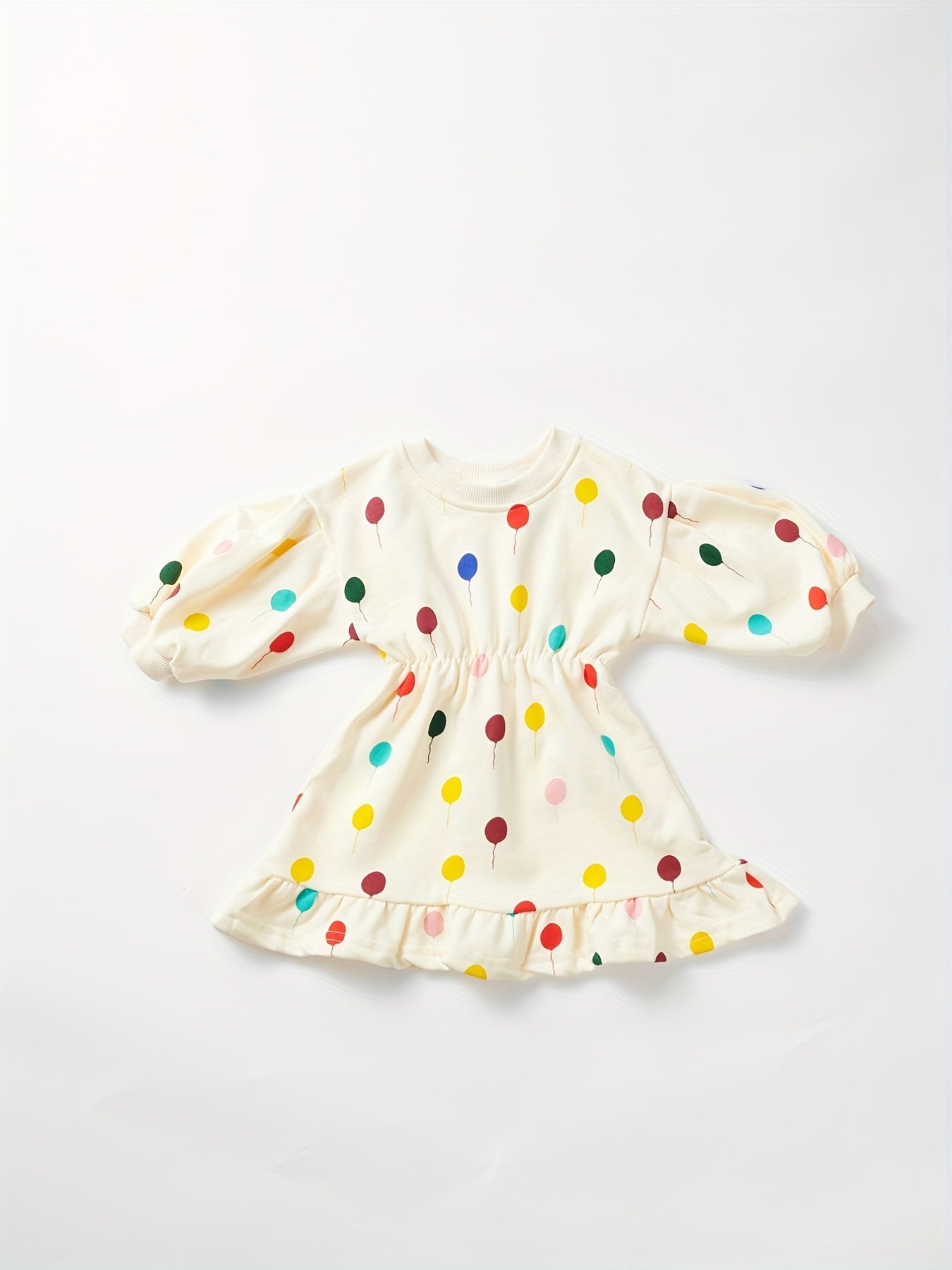 Baby Girl Colorful Balloon Long-sleeved Cotton Dress