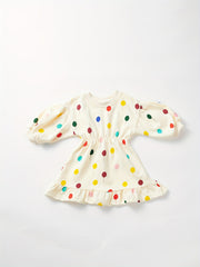 Baby Girl Colorful Balloon Long-sleeved Cotton Dress