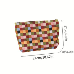 Plaid Makeup Bag Zipper Cosmetic Pouch Large Capacity Organizer