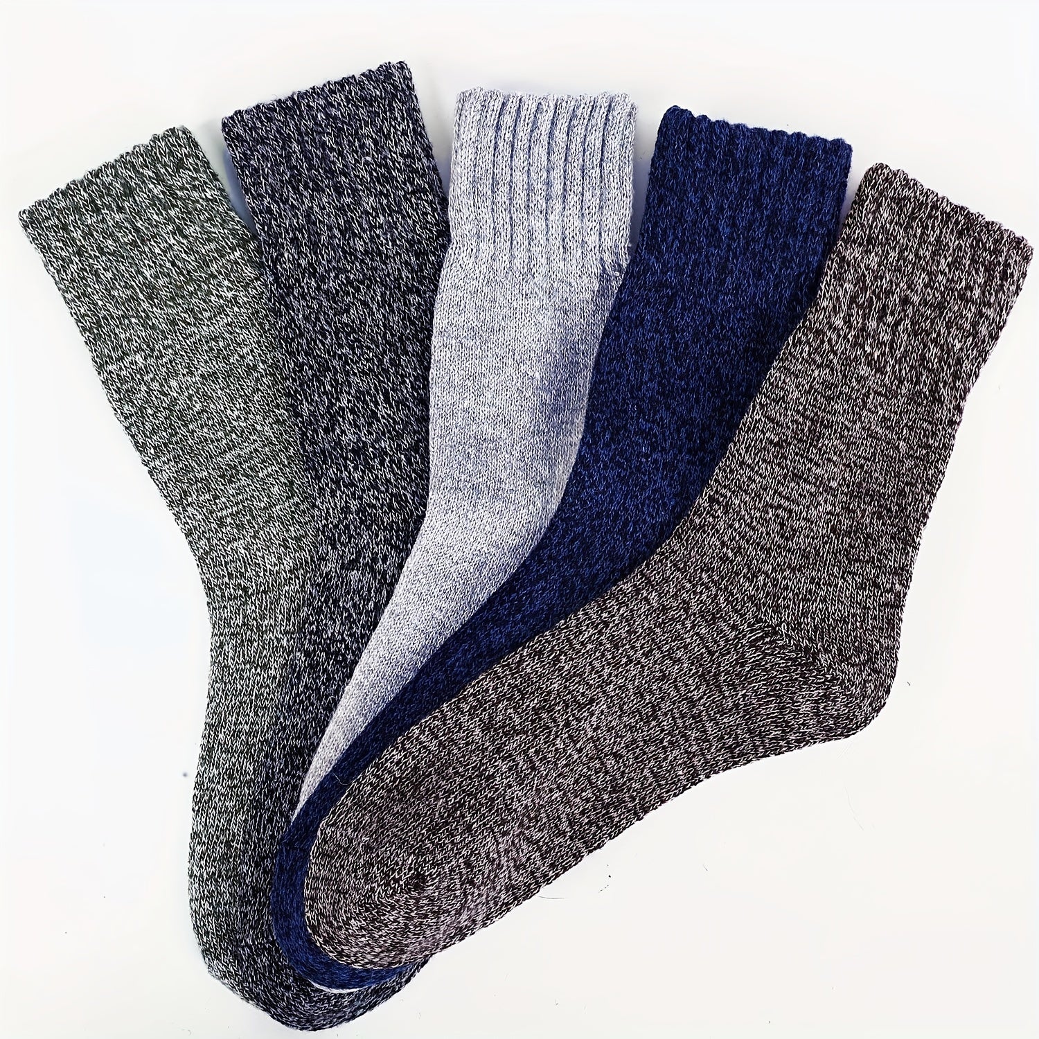 5 Pairs Retro Mid Tube Thick Knit Socks Women's Stockings Hosiery