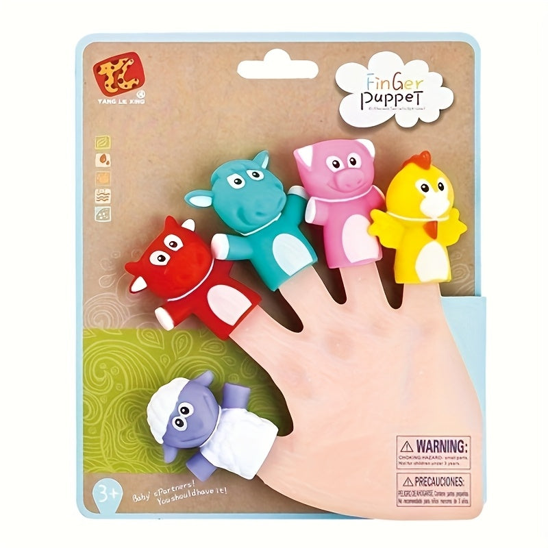 5pcs Farm Animal Finger Puppets Set Animal Finger Puppet Toys