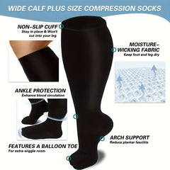 Compression Socks 15-20 mmHg Plus Size Wide Calf for Women & Men