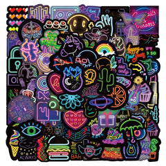 100Pcs Neon Waterproof Vinyl Decals for Water Bottles Laptops & More
