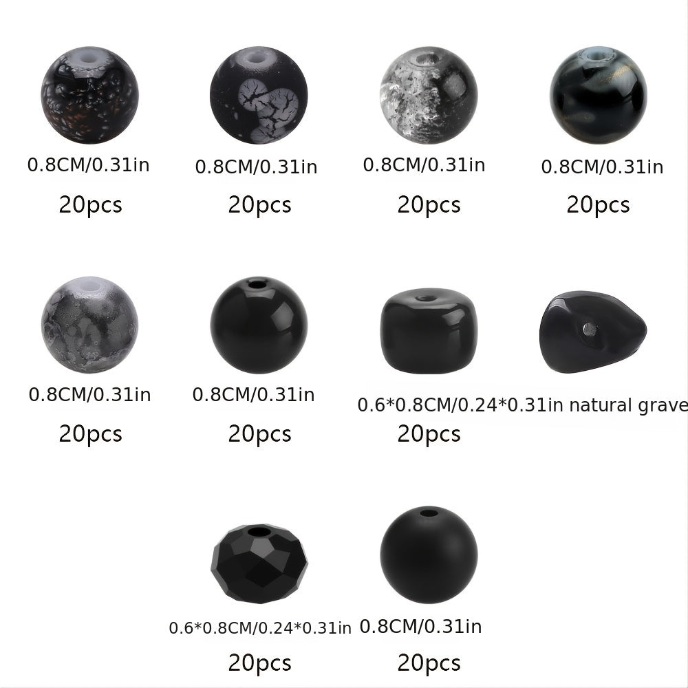 200PCs Glass Beads DIY Jewelry Accessories 10 Grids Boxed