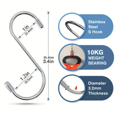 10pcs S Hooks Stainless Steel Hangers for Storage