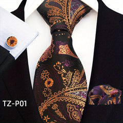 Men's Tie Pocket Square & Cufflinks Set