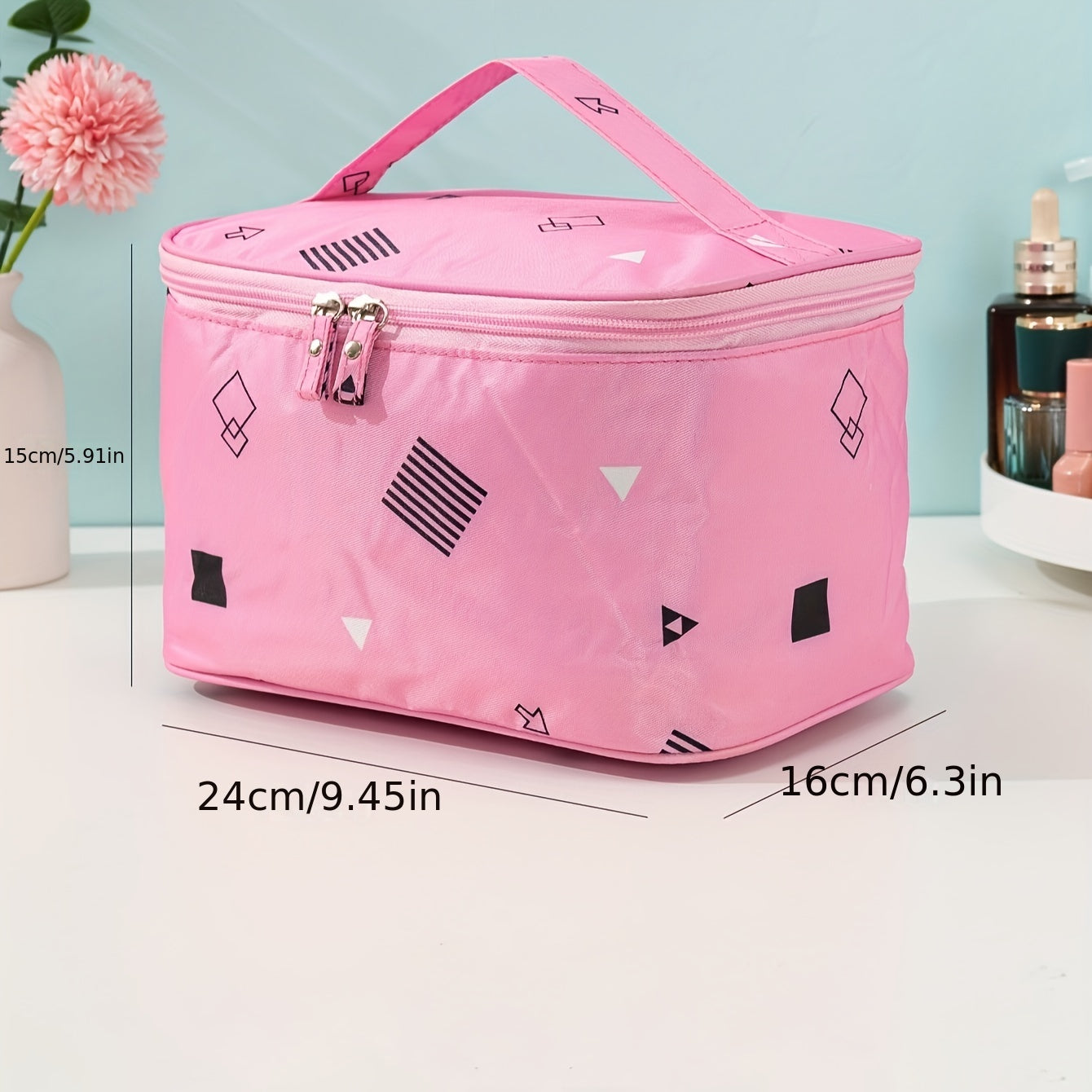 Geometric Pattern Makeup Bag Travel Toiletry Bag for Women Girls