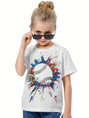 3D Tie Dye Baseball Graphic Short Sleeve T-shirt Pullover Summer Clothes