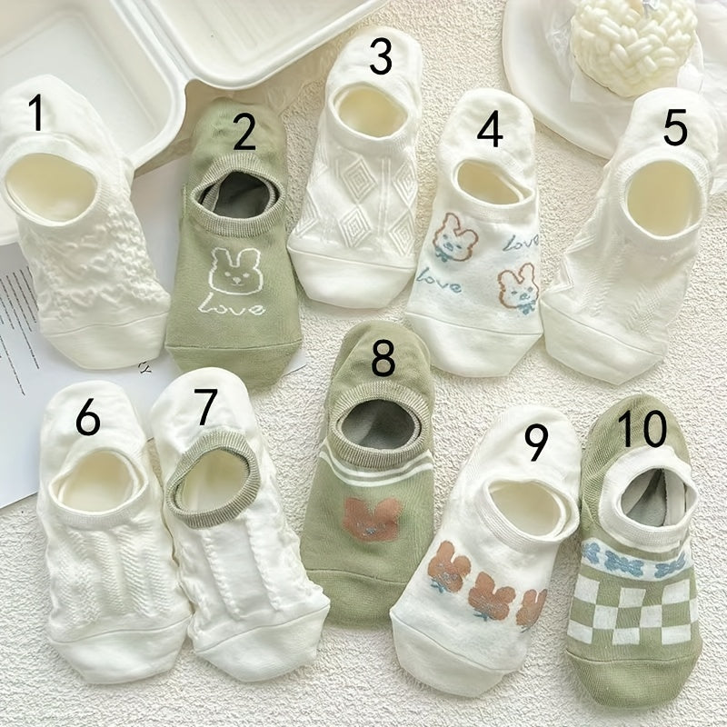 Girls Kids Cartoon Pattern Invisible Socks Breathable Non-slip Boat Socks