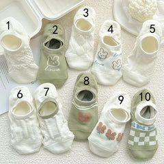 Girls Kids Cartoon Pattern Invisible Socks Breathable Non-slip Boat Socks