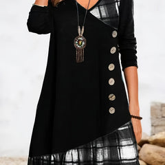 Casual Dress Women's Plus V Neck Plaid Print Long Sleeve