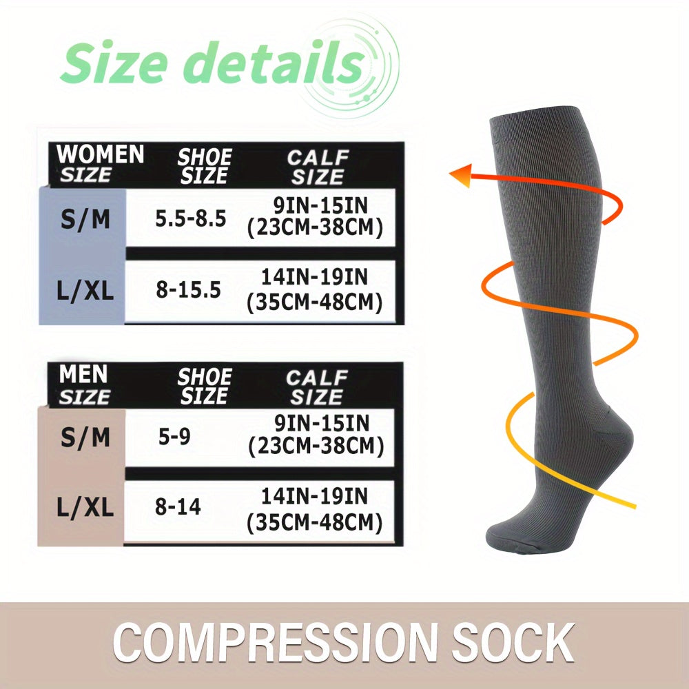 Compression Socks for Women & Men 15-20mmHg Knee High Non-slip Stockings