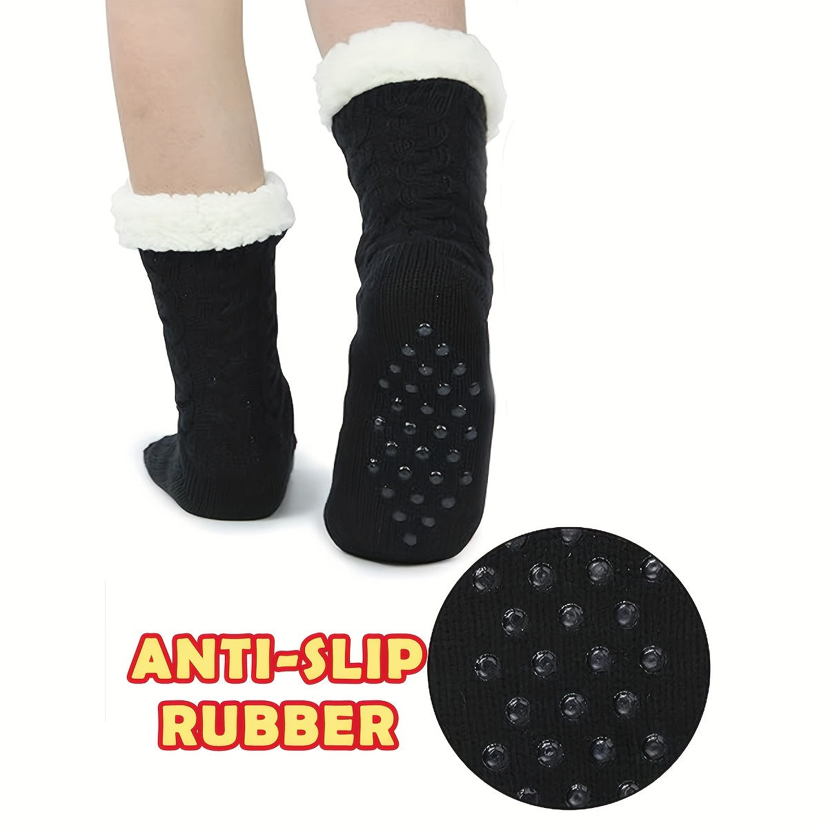 Cozy Slipper Socks with Grippers Thick Warm Fuzzy Sleep Socks