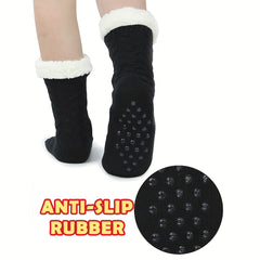 Cozy Slipper Socks with Grippers Thick Warm Fuzzy Sleep Socks