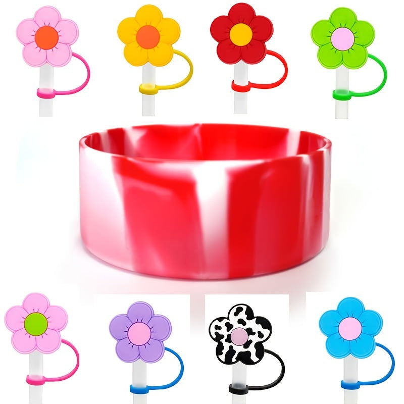 Tumbler Silicone Sleeve & Reusable Straws Set