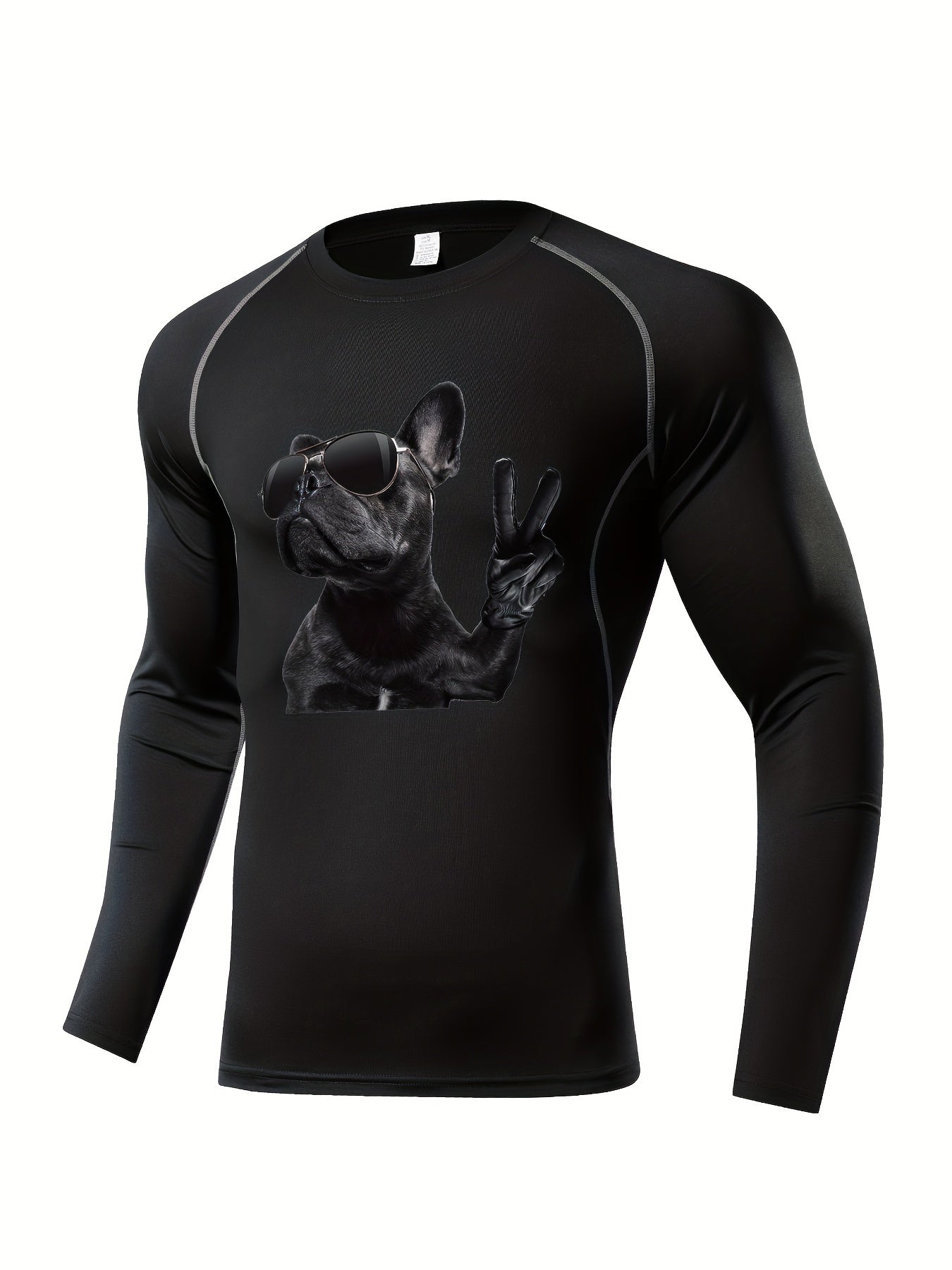 Skeleton Pattern Compression Shirt Men's Long Sleeve Athletic Baselayer