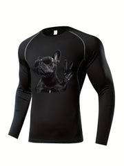 Skeleton Pattern Compression Shirt Men's Long Sleeve Athletic Baselayer