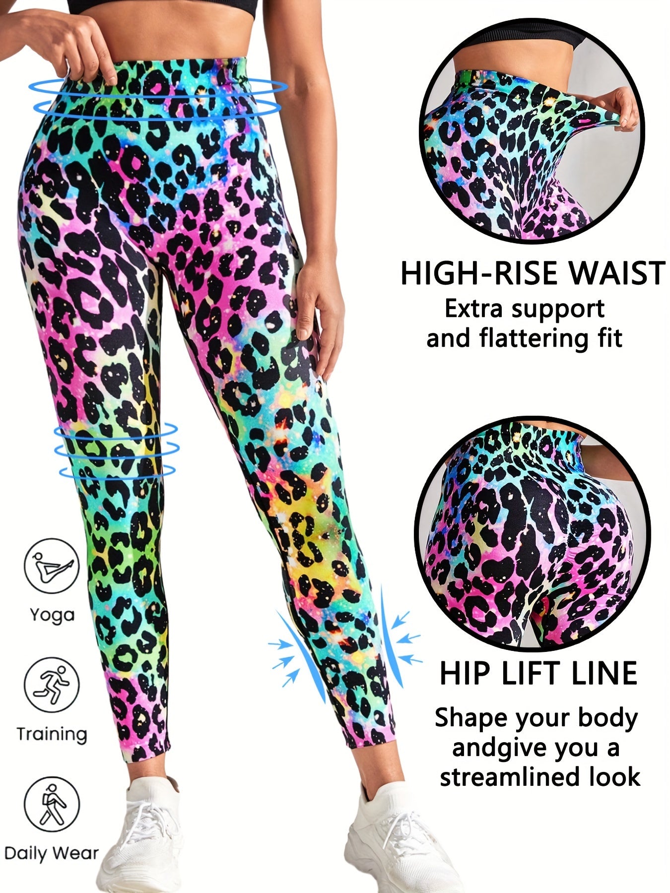 Leopard Print Yoga Leggings High Waist Workout Tight Pants