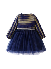 Girls' Christmas Princess Tutu Dress with Embroidered Tulle Stitching