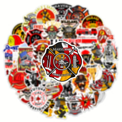 50pcs Firefighter Doodle Stickers Waterproof Decorative DIY Creative Toys