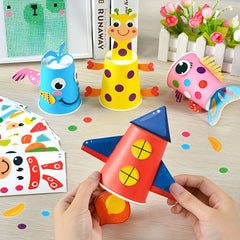 12pcs Animal Cup Sticker DIY Craft Set for Kids- Christmas Halloween Ea