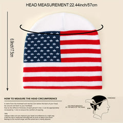 Flag Jacquard Beanie Cap Hip Hop Knit Hat Patriotic Skull Ca