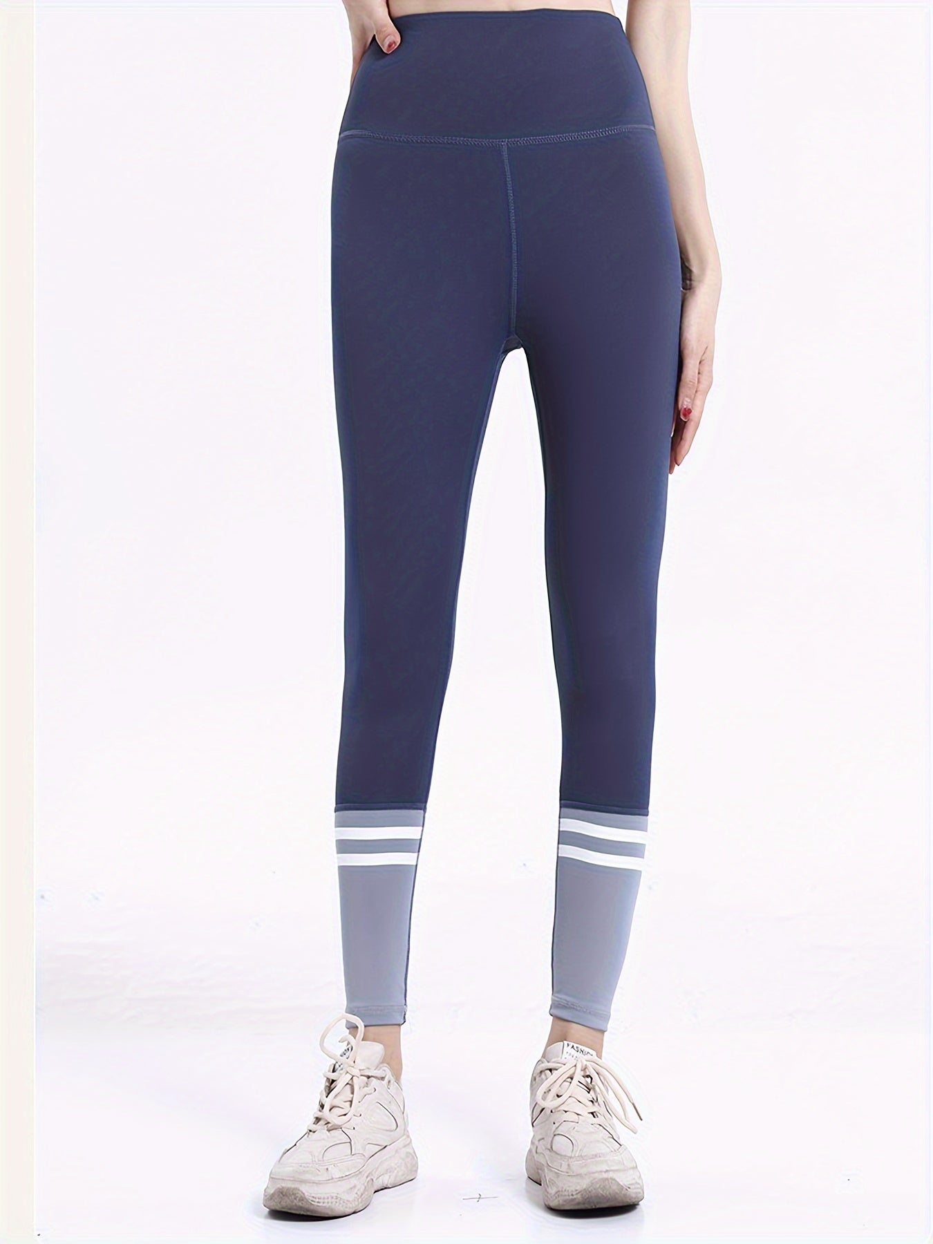 Block Striped Stitching Butt Lifting Yoga Pants