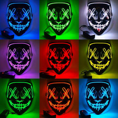 Men's Halloween LED Mask Face Fluorescent V Horror Bloody Light Mask