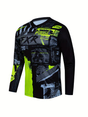 Men's Alphabets Pattern Cycling Jersey - Moisture Wicking Long Sleeve