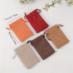 3pcs Jute Drawstring Natural Burlap Bag Jute Gift Bags Size Jewelry Packaging